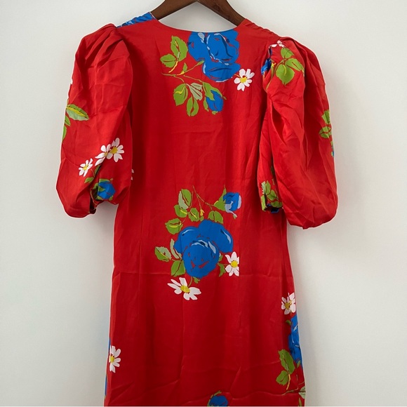 NWOT De La Vali Ohio Satin Floral Print Maxi Dress 4 - Picture 8 of 16